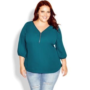 NWT City Chic Zip Front Blouse